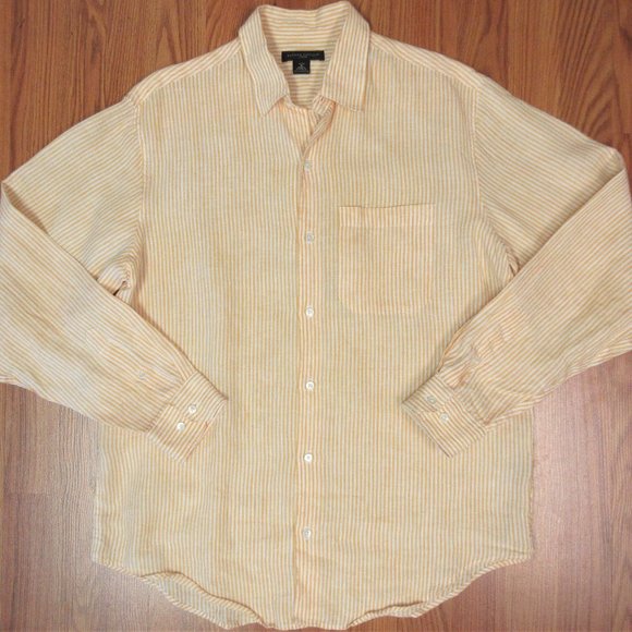 BANANA REPUBLIC REGULAR FIT Mens 100% LINEN POINT - Picture 2 of 3